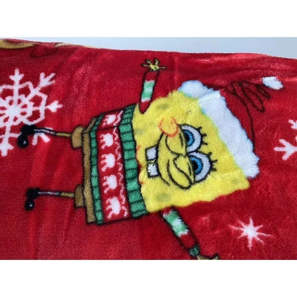 SpongeBob SquarePants In Santa Suit Christmas Blanket Throw Crabby Patty 50 X 70